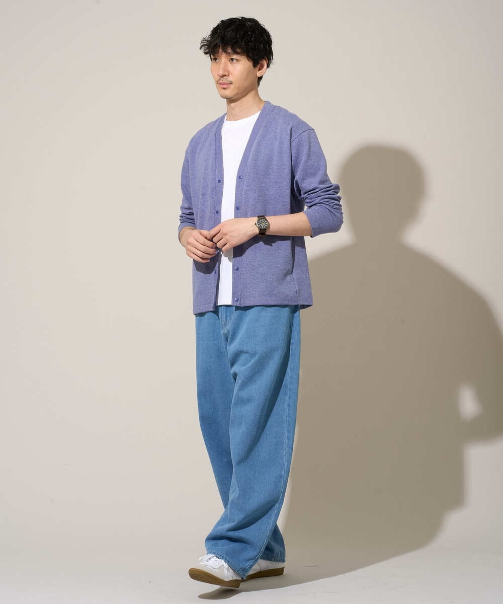 KHCED01059 a.v.v MEN(アー・ヴェ・ヴェ) 【イージーケア/洗濯機で洗える/毛玉になりにくい】ガーターカーディガン ダークグレー