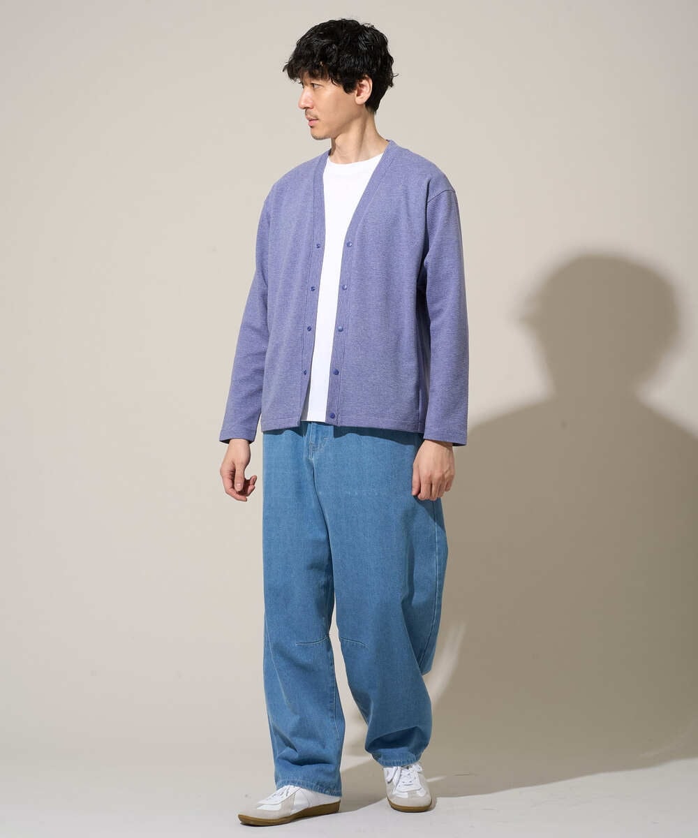 KHCED01059 a.v.v MEN(アー・ヴェ・ヴェ) 【イージーケア/洗濯機で洗える/毛玉になりにくい】ガーターカーディガン ダークグレー