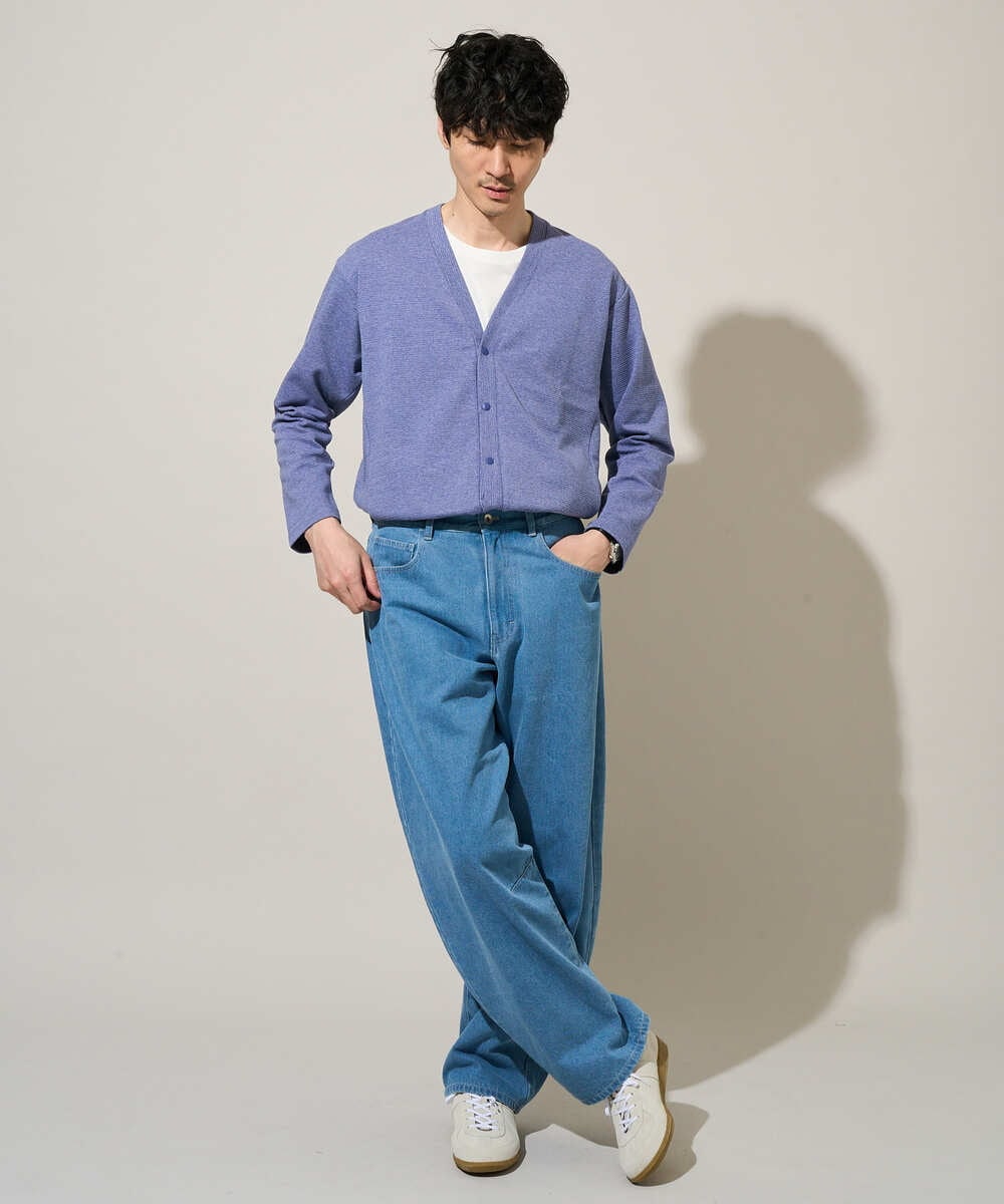 KHCED01059 a.v.v MEN(アー・ヴェ・ヴェ) 【イージーケア/洗濯機で洗える/毛玉になりにくい】ガーターカーディガン ダークグレー