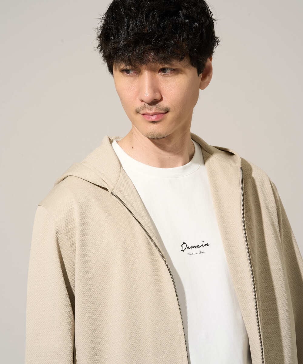 KHCED47069 a.v.v MEN(アー・ヴェ・ヴェ) 【イージーケア/洗濯機で洗える/毛玉になりにくい】ジャガードジップパーカー ベージュ