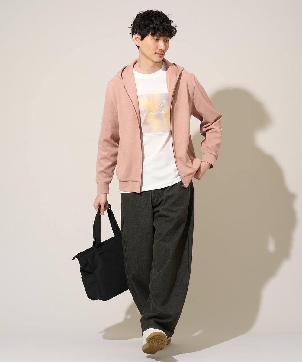 KHCED47069 a.v.v MEN(アー・ヴェ・ヴェ) 【イージーケア/洗濯機で洗える/毛玉になりにくい】ジャガードジップパーカー ベージュ