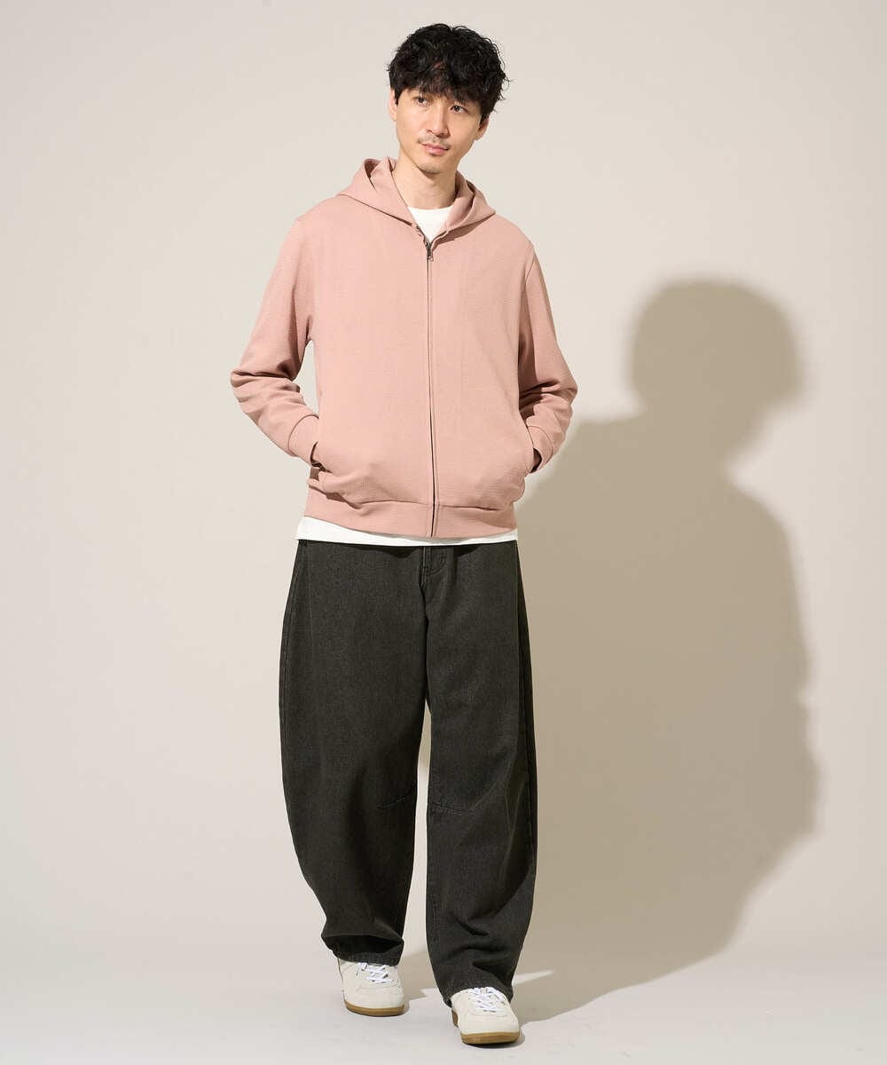 KHCED47069 a.v.v MEN(アー・ヴェ・ヴェ) 【イージーケア/洗濯機で洗える/毛玉になりにくい】ジャガードジップパーカー ベージュ