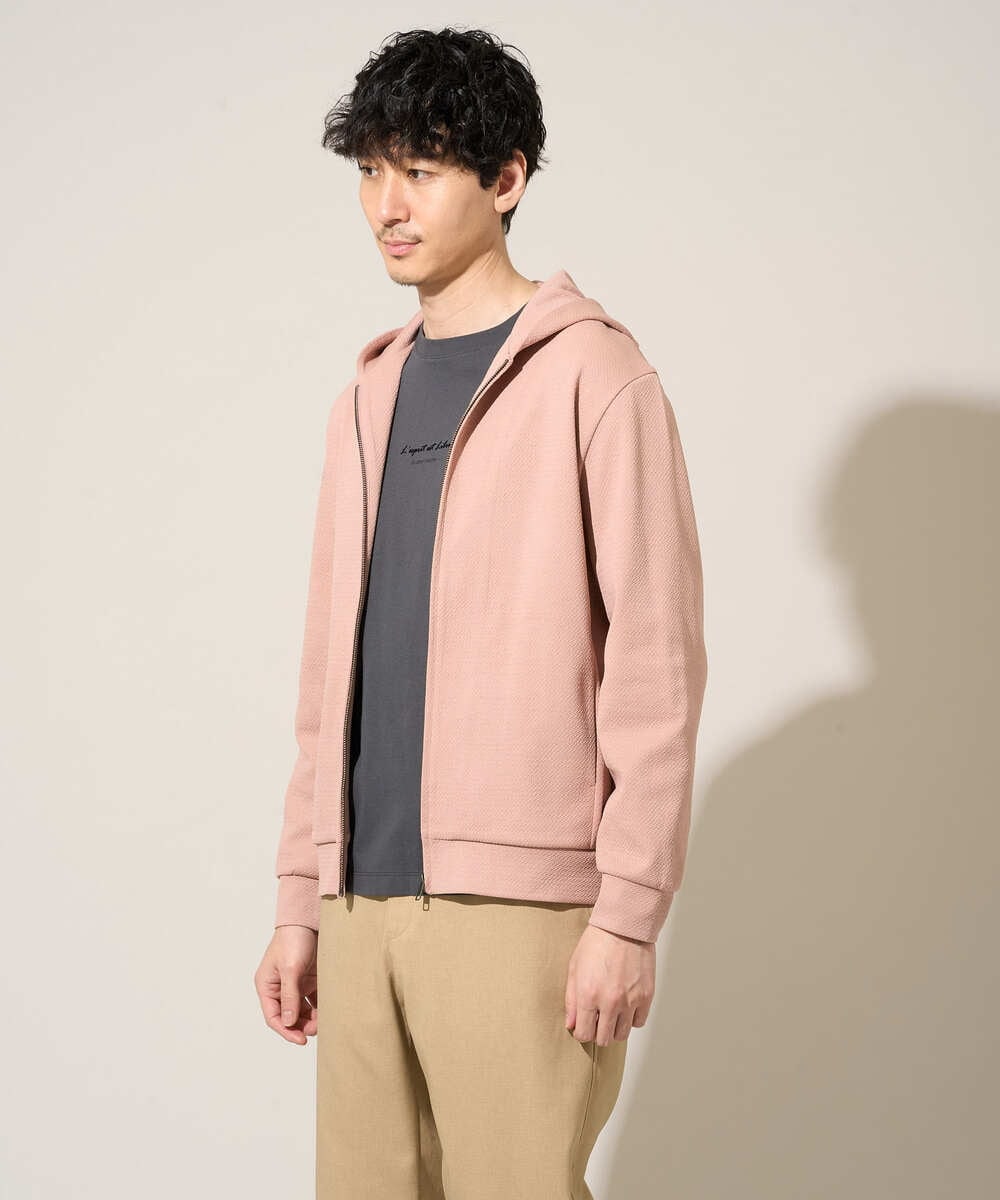 KHCED47069 a.v.v MEN(アー・ヴェ・ヴェ) 【イージーケア/洗濯機で洗える/毛玉になりにくい】ジャガードジップパーカー ベージュ