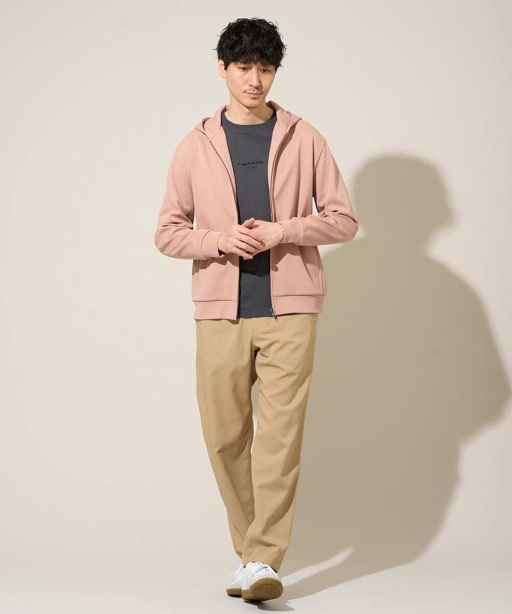 KHCED47069 a.v.v MEN(アー・ヴェ・ヴェ) 【イージーケア/洗濯機で洗える/毛玉になりにくい】ジャガードジップパーカー ベージュ