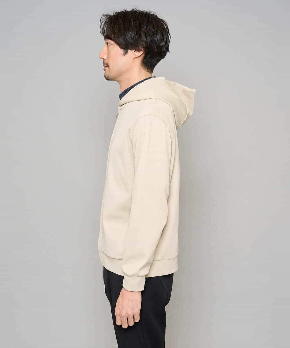 KHCED47069 a.v.v MEN(アー・ヴェ・ヴェ) 【イージーケア/洗濯機で洗える/毛玉になりにくい】ジャガードジップパーカー ベージュ