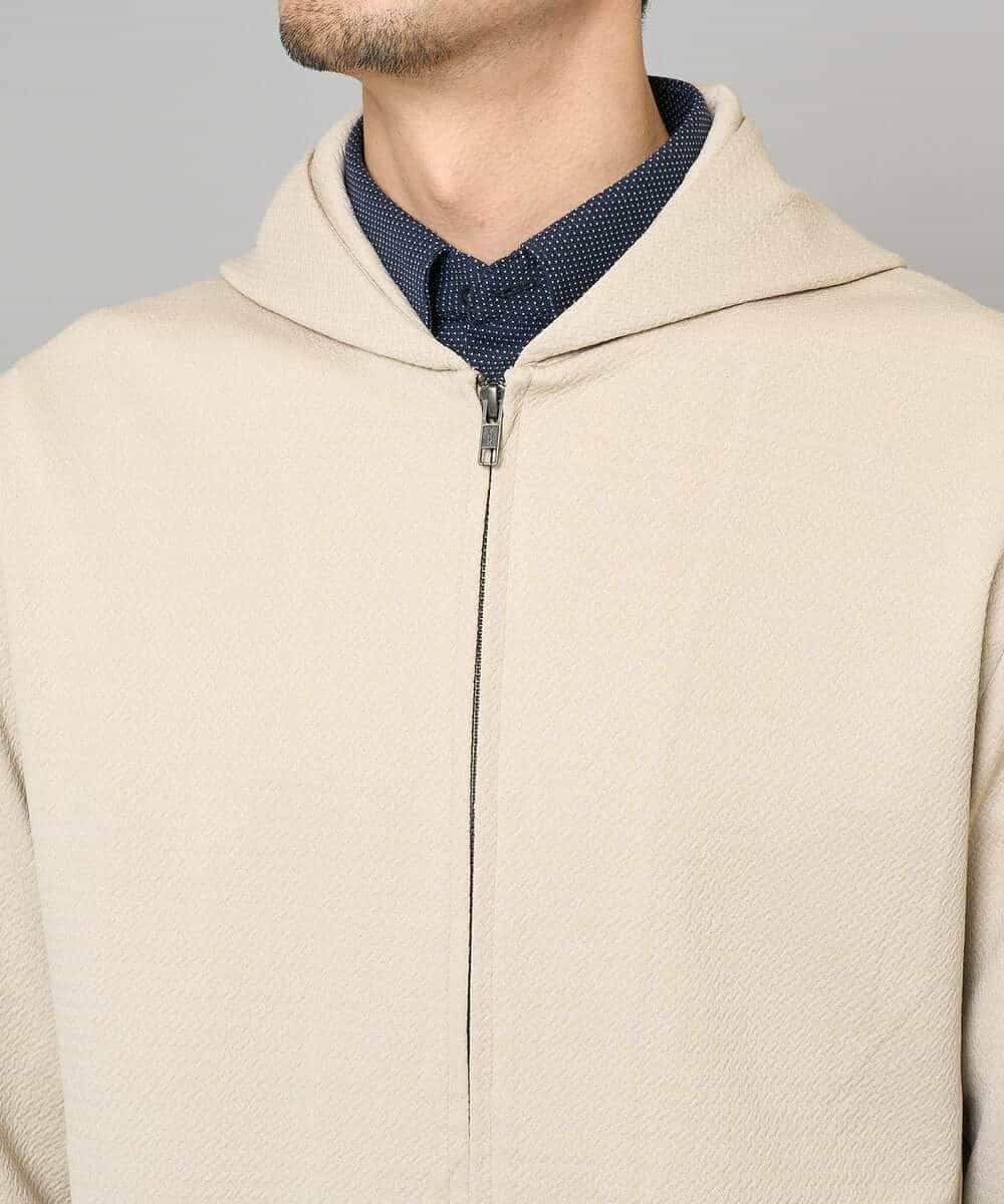 KHCED47069 a.v.v MEN(アー・ヴェ・ヴェ) 【イージーケア/洗濯機で洗える/毛玉になりにくい】ジャガードジップパーカー ベージュ