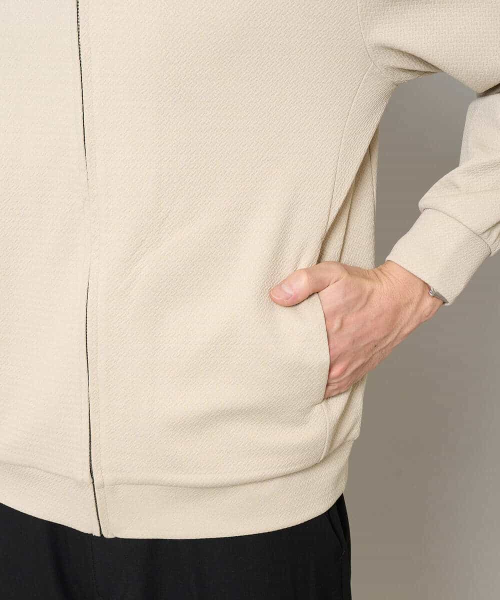 KHCED47069 a.v.v MEN(アー・ヴェ・ヴェ) 【イージーケア/洗濯機で洗える/毛玉になりにくい】ジャガードジップパーカー ベージュ