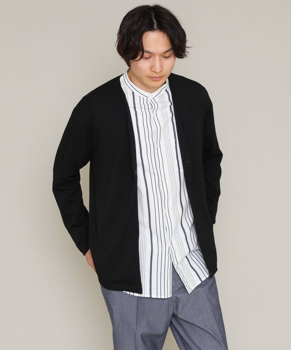 KHCES01054 a.v.v MEN(アー・ヴェ・ヴェ) 【累計8000枚販売】なめらかダンボールカーディガン ブルー