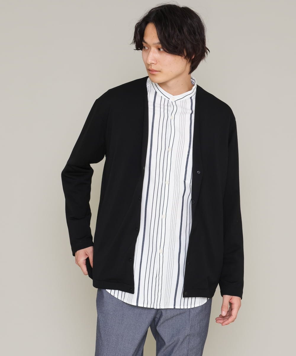 KHCES01054 a.v.v MEN(アー・ヴェ・ヴェ) 【累計8000枚販売】なめらかダンボールカーディガン ブルー