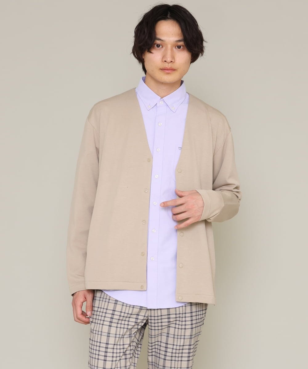 KHCES01054 a.v.v MEN(アー・ヴェ・ヴェ) 【累計8000枚販売】なめらかダンボールカーディガン ブルー