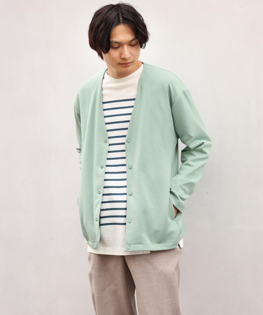 KHCES01054 a.v.v MEN(アー・ヴェ・ヴェ) 【累計8000枚販売】なめらかダンボールカーディガン ブルー