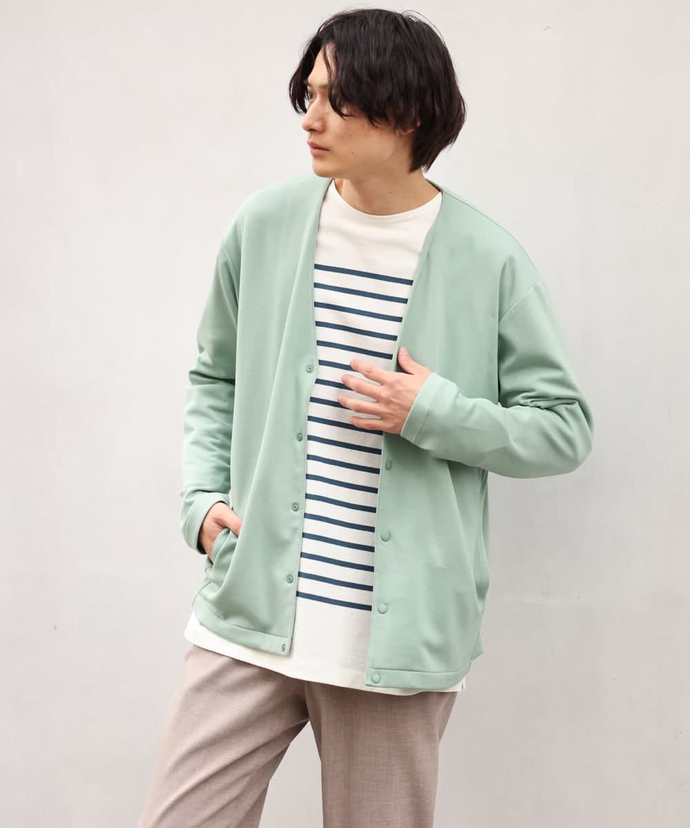 KHCES01054 a.v.v MEN(アー・ヴェ・ヴェ) 【累計8000枚販売】なめらかダンボールカーディガン ブルー