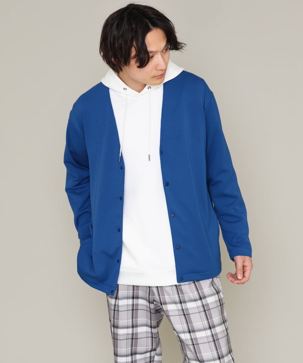 KHCES01054 a.v.v MEN(アー・ヴェ・ヴェ) 【累計8000枚販売】なめらかダンボールカーディガン ブルー