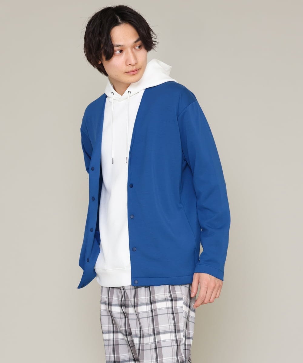 KHCES01054 a.v.v MEN(アー・ヴェ・ヴェ) 【累計8000枚販売】なめらかダンボールカーディガン ブルー