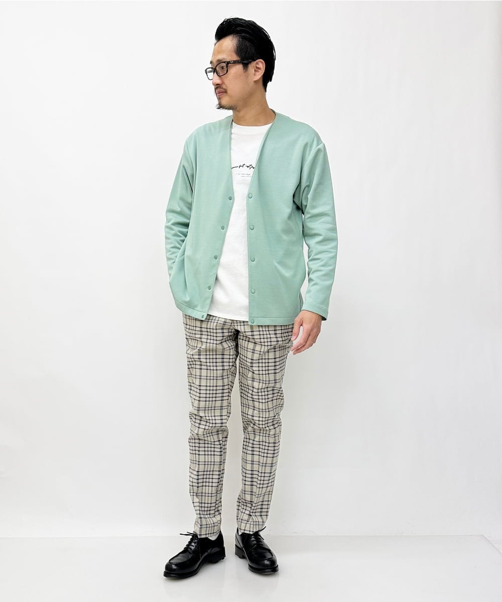 KHCES01054 a.v.v MEN(アー・ヴェ・ヴェ) 【累計8000枚販売】なめらかダンボールカーディガン ブルー