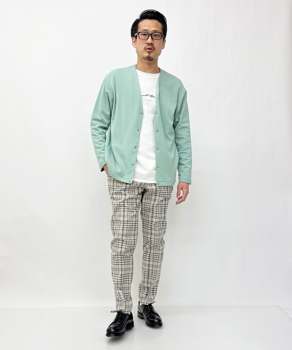 KHCES01054 a.v.v MEN(アー・ヴェ・ヴェ) 【累計8000枚販売】なめらかダンボールカーディガン ブルー