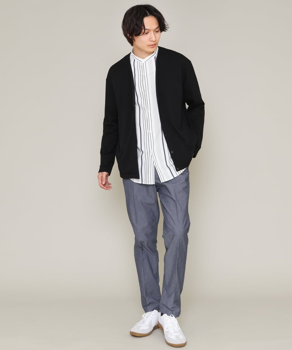 KHCES01054 a.v.v MEN(アー・ヴェ・ヴェ) 【累計8000枚販売】なめらかダンボールカーディガン ブルー