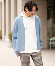 KHCES02059 a.v.v MEN(アー・ヴェ・ヴェ) アゼ編みワイドシルエットカーディガン ダークグレー