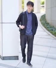 KHCFA10049 a.v.v MEN(アー・ヴェ・ヴェ) 【接触冷感/イージーケア】さらさらタッチ ライトポンチ八分袖カーディガン ブラック