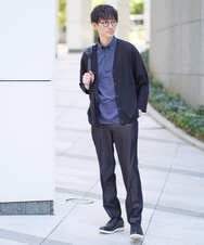 KHCFA10049 a.v.v MEN(アー・ヴェ・ヴェ) 【接触冷感/イージーケア】さらさらタッチ ライトポンチ八分袖カーディガン ブラック