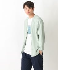 KHCFV10044 a.v.v MEN(アー・ヴェ・ヴェ) 【定番アイテム】さらさらタッチカーディガン 8分袖（さらリッチシリーズ） ライトブルー