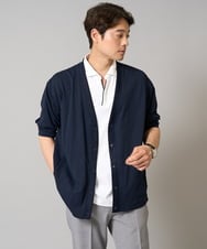 KHCGA55059 a.v.v MEN(アー・ヴェ・ヴェ) 【接触冷感/毛玉になりにくい】さらさらタッチVネックカーディガン ネイビー
