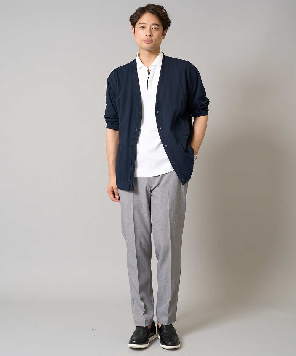 KHCGA55059 a.v.v MEN(アー・ヴェ・ヴェ) 【接触冷感/毛玉になりにくい】さらさらタッチVネックカーディガン ダークグレー