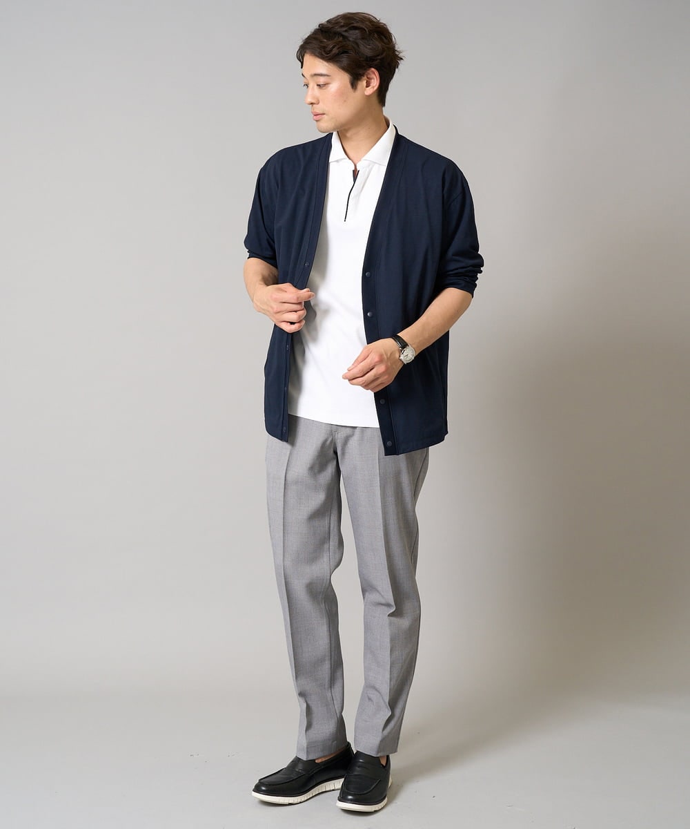 KHCGA55059 a.v.v MEN(アー・ヴェ・ヴェ) 【接触冷感/毛玉になりにくい】さらさらタッチVネックカーディガン ダークグレー