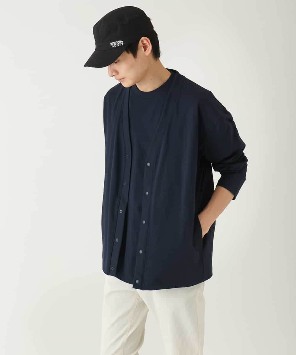 KHCGA55059 a.v.v MEN(アー・ヴェ・ヴェ) 【接触冷感/毛玉になりにくい】さらさらタッチVネックカーディガン ダークグレー
