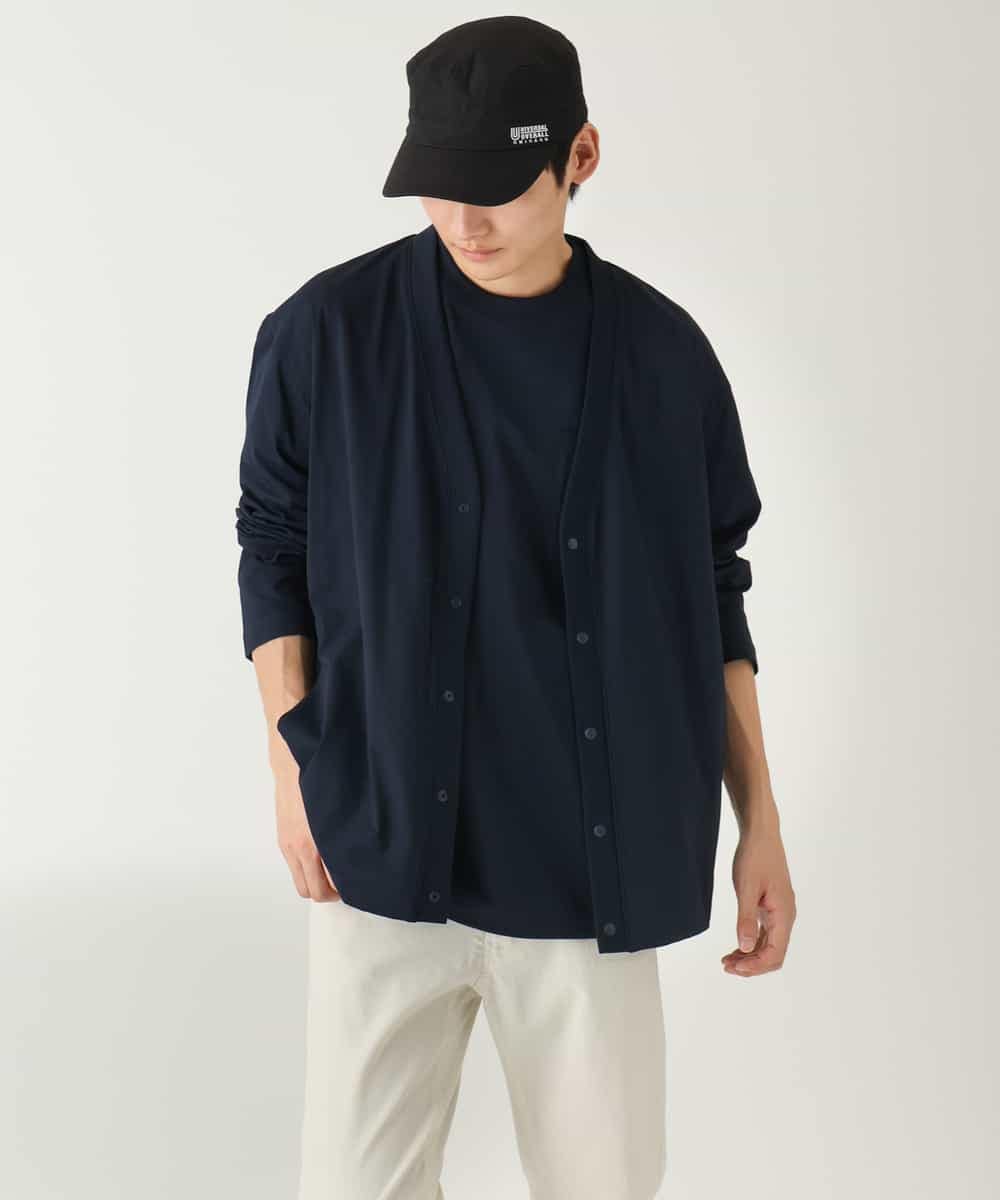 KHCGA55059 a.v.v MEN(アー・ヴェ・ヴェ) 【接触冷感/毛玉になりにくい】さらさらタッチVネックカーディガン ダークグレー