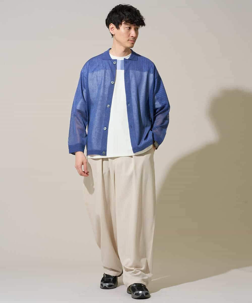 KHCGD30064 a.v.v MEN(アー・ヴェ・ヴェ) 【洗濯機で洗える】シアーニットカーディガン ブラック