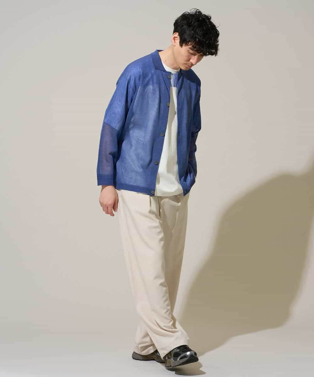 KHCGD30064 a.v.v MEN(アー・ヴェ・ヴェ) 【洗濯機で洗える】シアーニットカーディガン ブラック