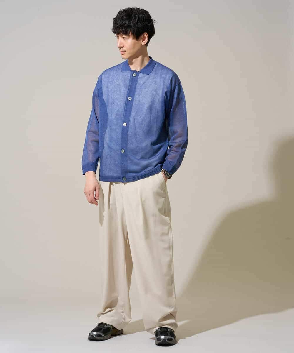 KHCGD30064 a.v.v MEN(アー・ヴェ・ヴェ) 【洗濯機で洗える】シアーニットカーディガン ブラック