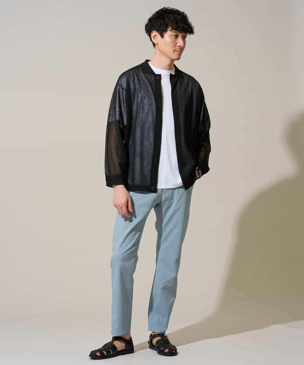 KHCGD30064 a.v.v MEN(アー・ヴェ・ヴェ) 【洗濯機で洗える】シアーニットカーディガン ブラック