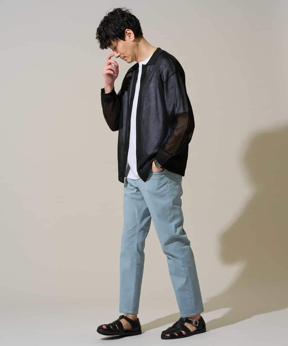 KHCGD30064 a.v.v MEN(アー・ヴェ・ヴェ) 【洗濯機で洗える】シアーニットカーディガン ブラック