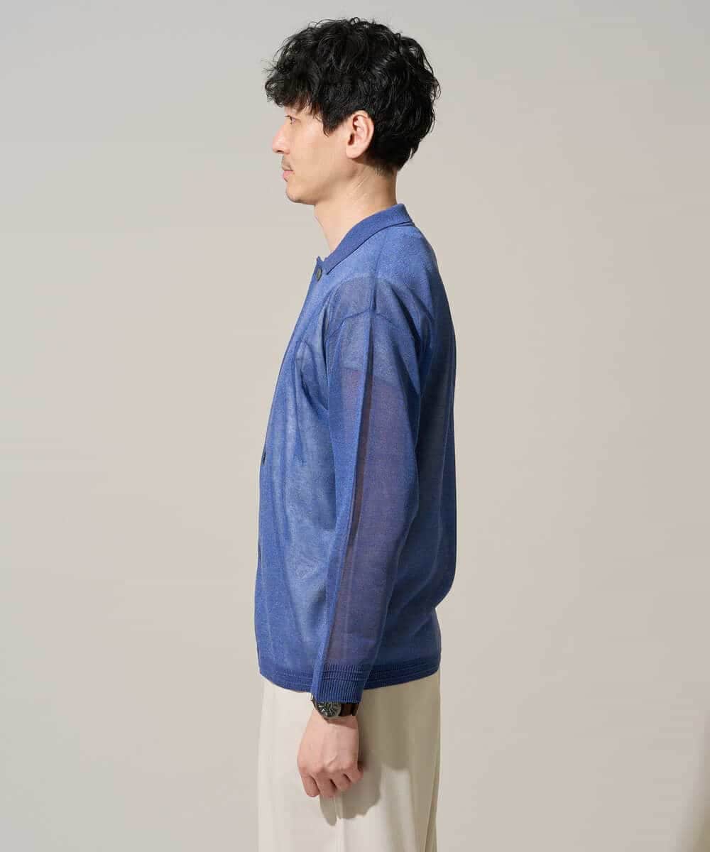 KHCGD30064 a.v.v MEN(アー・ヴェ・ヴェ) 【洗濯機で洗える】シアーニットカーディガン ブラック