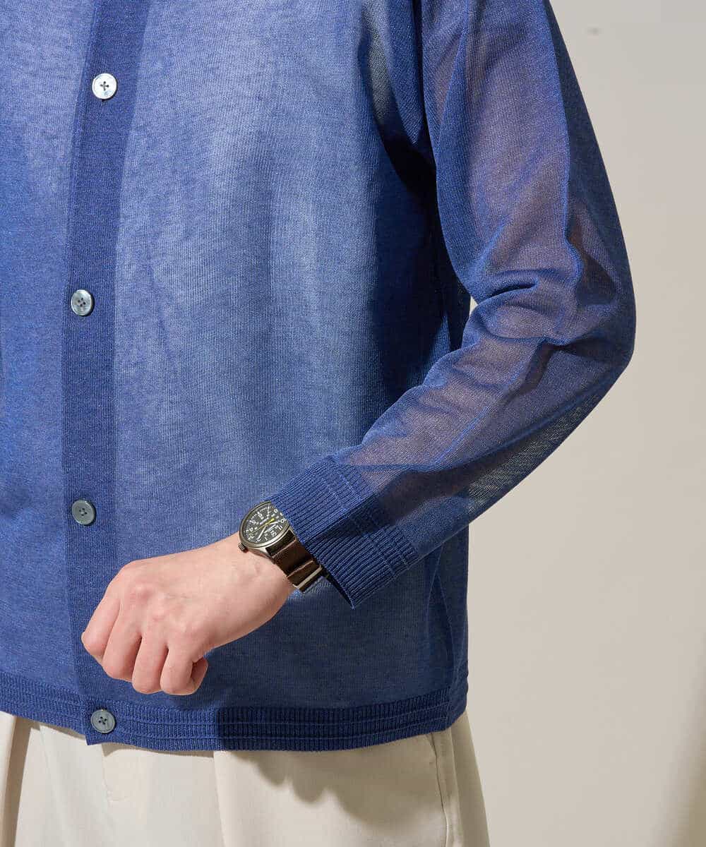 KHCGD30064 a.v.v MEN(アー・ヴェ・ヴェ) 【洗濯機で洗える】シアーニットカーディガン ブラック