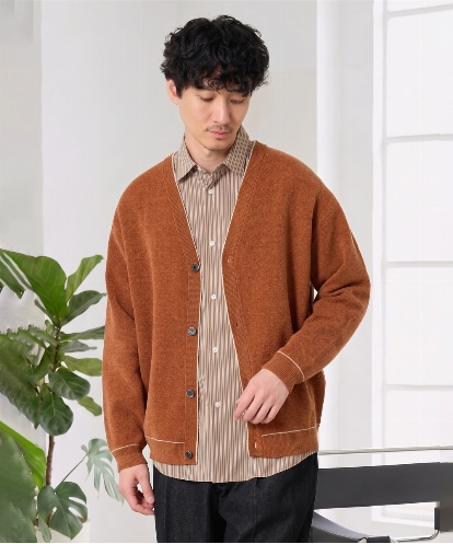 KHCJD06069 a.v.v MEN ＼大人のための上品カーディガン／モールダブルフェイスニットカーディガン【洗濯機で洗える】