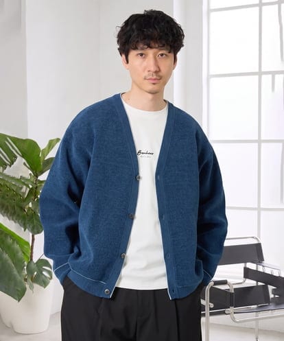 KHCJD06069 a.v.v MEN ＼大人のための上品カーディガン／モールダブルフェイスニットカーディガン【洗濯機で洗える】