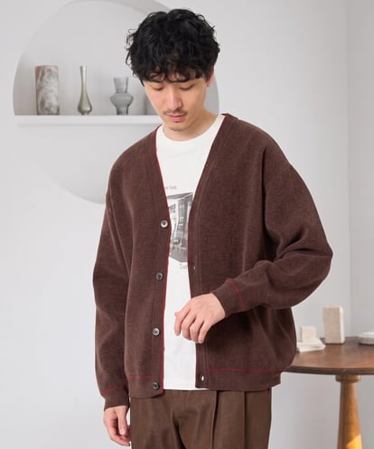 KHCJD06069 a.v.v MEN ＼大人のための上品カーディガン／モールダブルフェイスニットカーディガン【洗濯機で洗える】