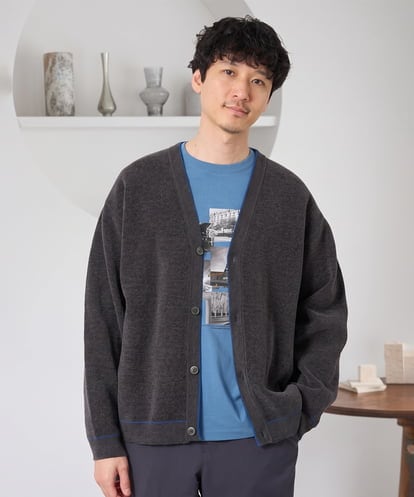 KHCJD06069 a.v.v MEN ＼大人のための上品カーディガン／モールダブルフェイスニットカーディガン【洗濯機で洗える】