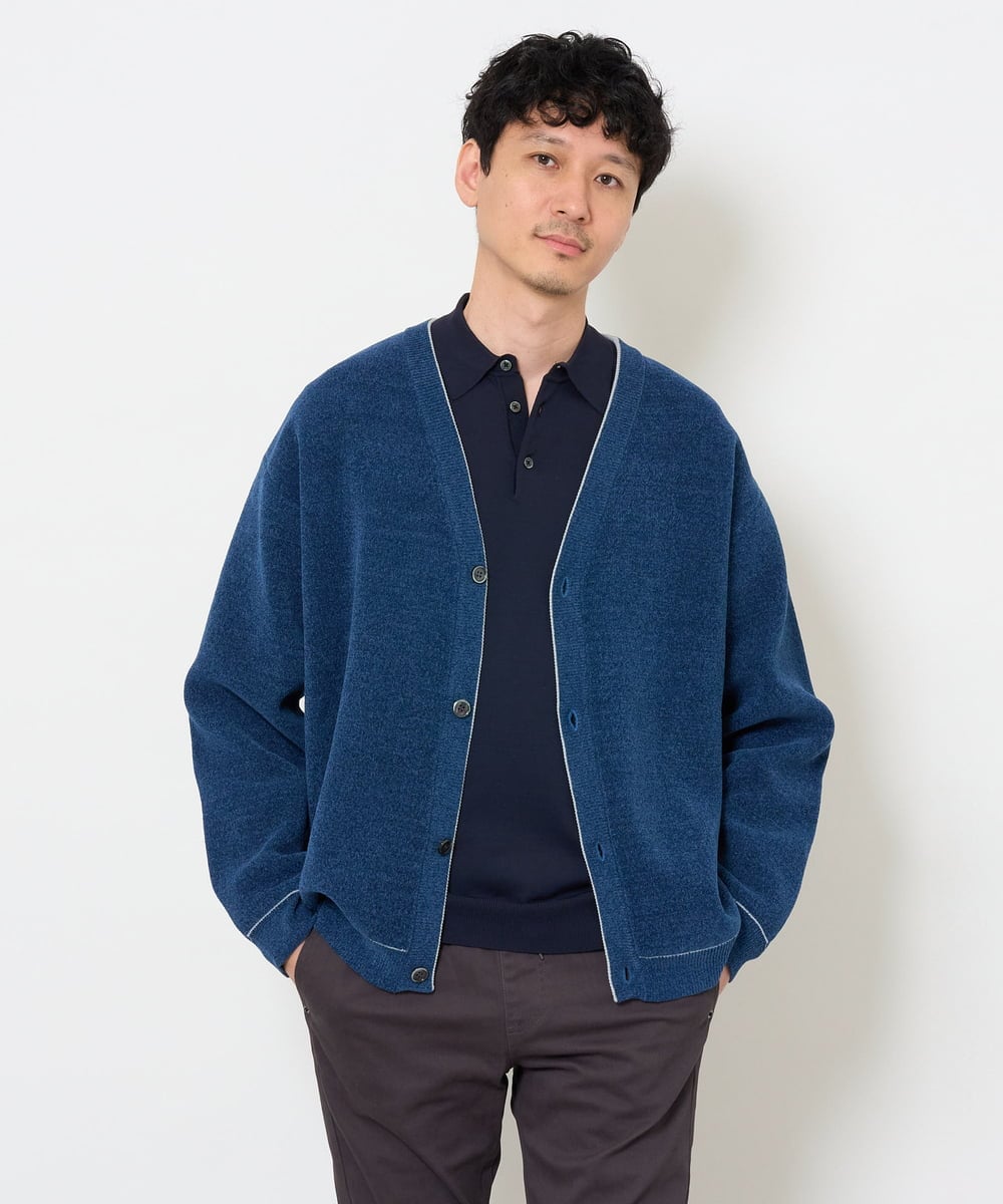 KHCJD06069 a.v.v MEN(アー・ヴェ・ヴェ) 【洗濯機で洗える】モールダブルフェイスニットカーディガン ダークグレー