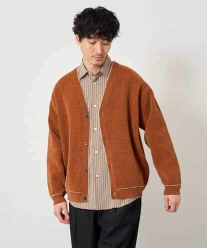 KHCJD06069 a.v.v MEN 【洗濯機で洗える】モールダブルフェイスニットカーディガン
