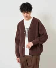 KHCJD06069 a.v.v MEN(アー・ヴェ・ヴェ) 【洗濯機で洗える】モールダブルフェイスニットカーディガン ブラウン