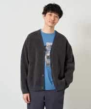 KHCJD06069 a.v.v MEN(アー・ヴェ・ヴェ) 【洗濯機で洗える】モールダブルフェイスニットカーディガン ダークグレー