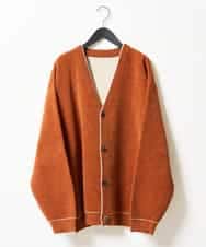 KHCJD06069 a.v.v MEN(アー・ヴェ・ヴェ) 【洗濯機で洗える】モールダブルフェイスニットカーディガン ダークグレー