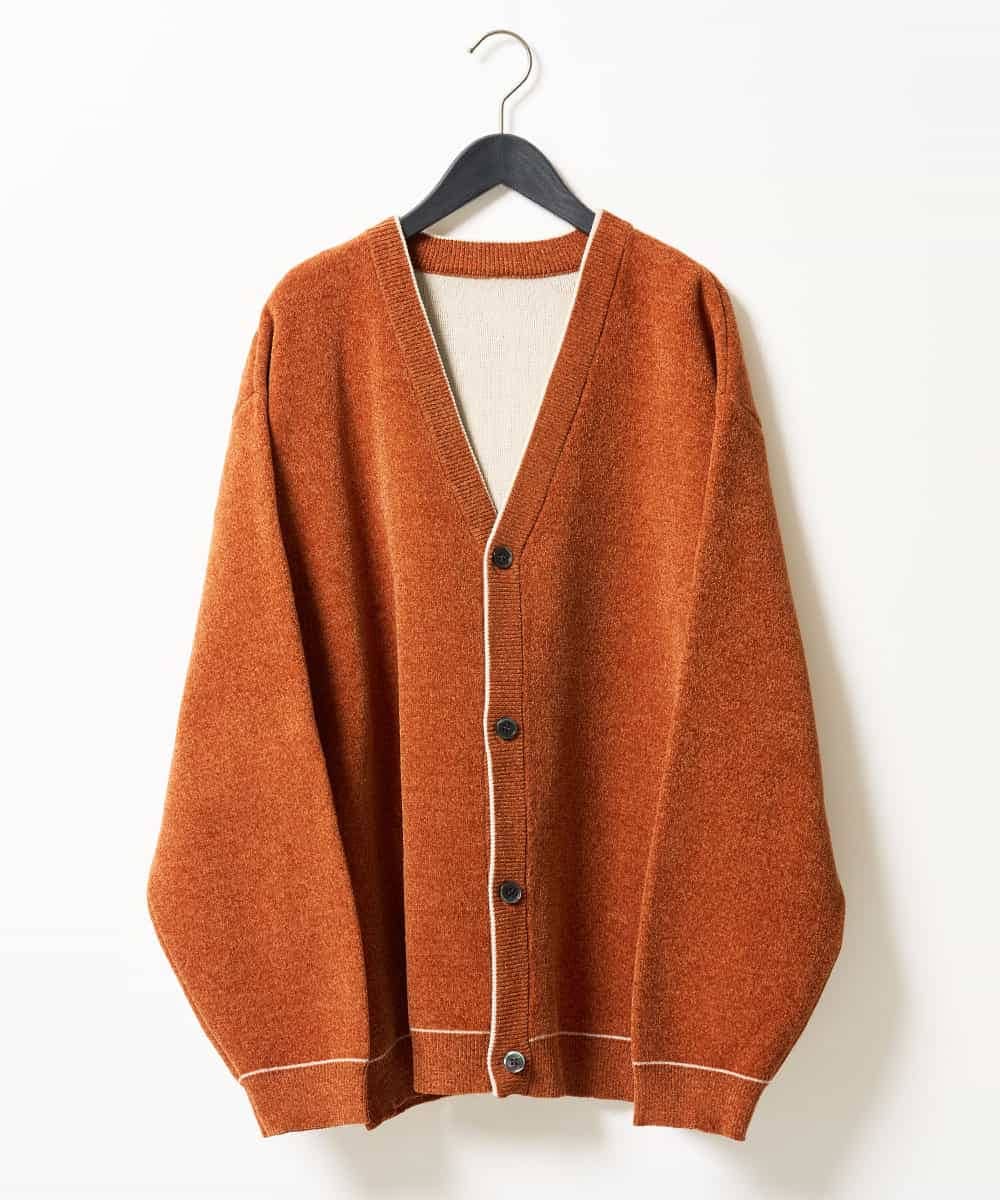 KHCJD06069 a.v.v MEN(アー・ヴェ・ヴェ) 【洗濯機で洗える】モールダブルフェイスニットカーディガン ダークグレー