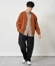 KHCJD06069 a.v.v MEN(アー・ヴェ・ヴェ) 【洗濯機で洗える】モールダブルフェイスニットカーディガン ダークグレー