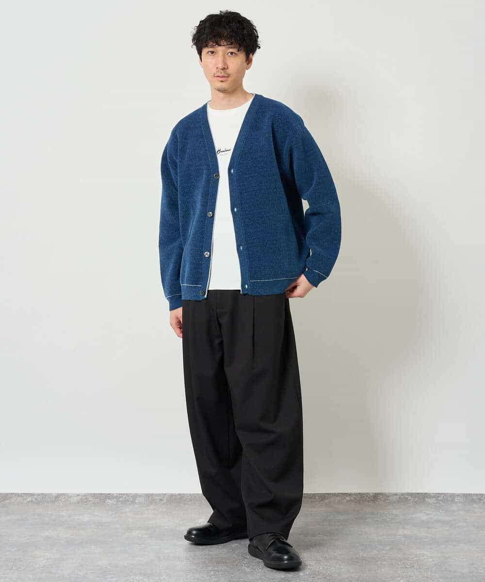 KHCJD06069 a.v.v MEN(アー・ヴェ・ヴェ) 【洗濯機で洗える】モールダブルフェイスニットカーディガン ダークグレー