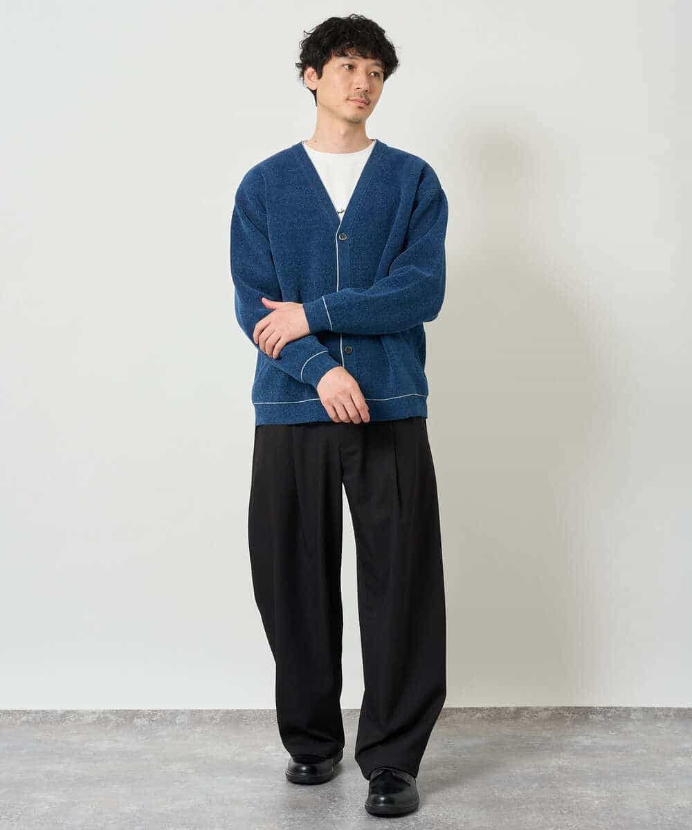 KHCJD06069 a.v.v MEN(アー・ヴェ・ヴェ) 【洗濯機で洗える】モールダブルフェイスニットカーディガン ダークグレー